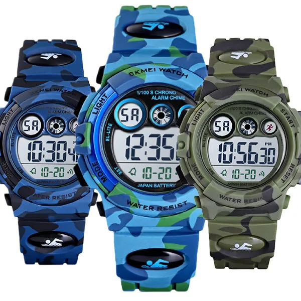 Boys Digital Military Sports Watch, 50M Water Resistant, 7 to 11 year olds, w Gift Box