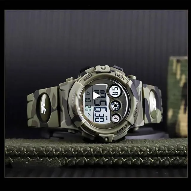 Boys Digital Military Sports Watch, 50M Water Resistant, 7 to 11 year olds, w Gift Box