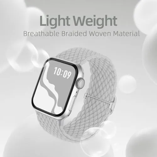 Braided Stretchy Solo Loop Compatible for Apple Watch Band 38mm 40mm 41mm 42mm 44mm 45mm 49mm for Women Men, Nylon Elastic Straps Wristbands for iWatch Series 9 8 7 6 SE 5 4 3 2 1 Ultra Ultra 2