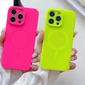 Bright Fluorescent Liquid Silicone Magsafe Case For iPhone