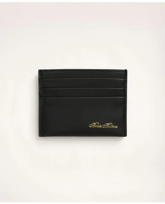 Brooks Brothers Men's Leather Card Case Black