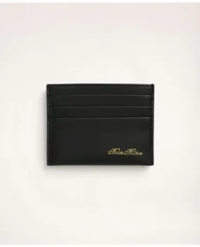 Brooks Brothers Men's Leather Card Case Black