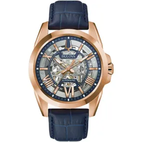 Bulova Sutton Men's Rose Gold Blue Watch 97A161