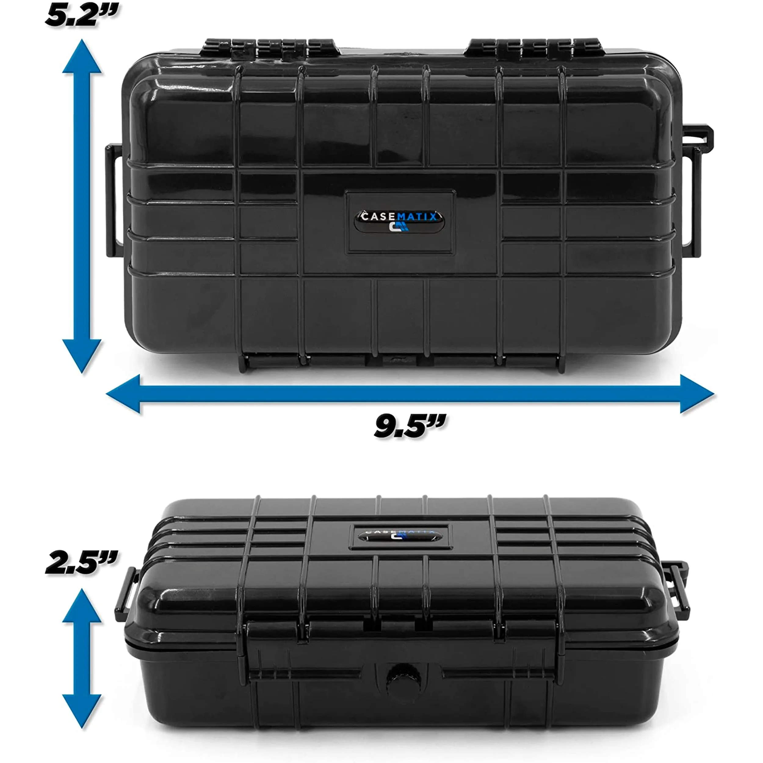 CASEMATIX 9.5" Waterproof Small Hard Case with Customizable Foam for Portable Electronics, Tools and Accessories - Hard Shell Small Plastic Case