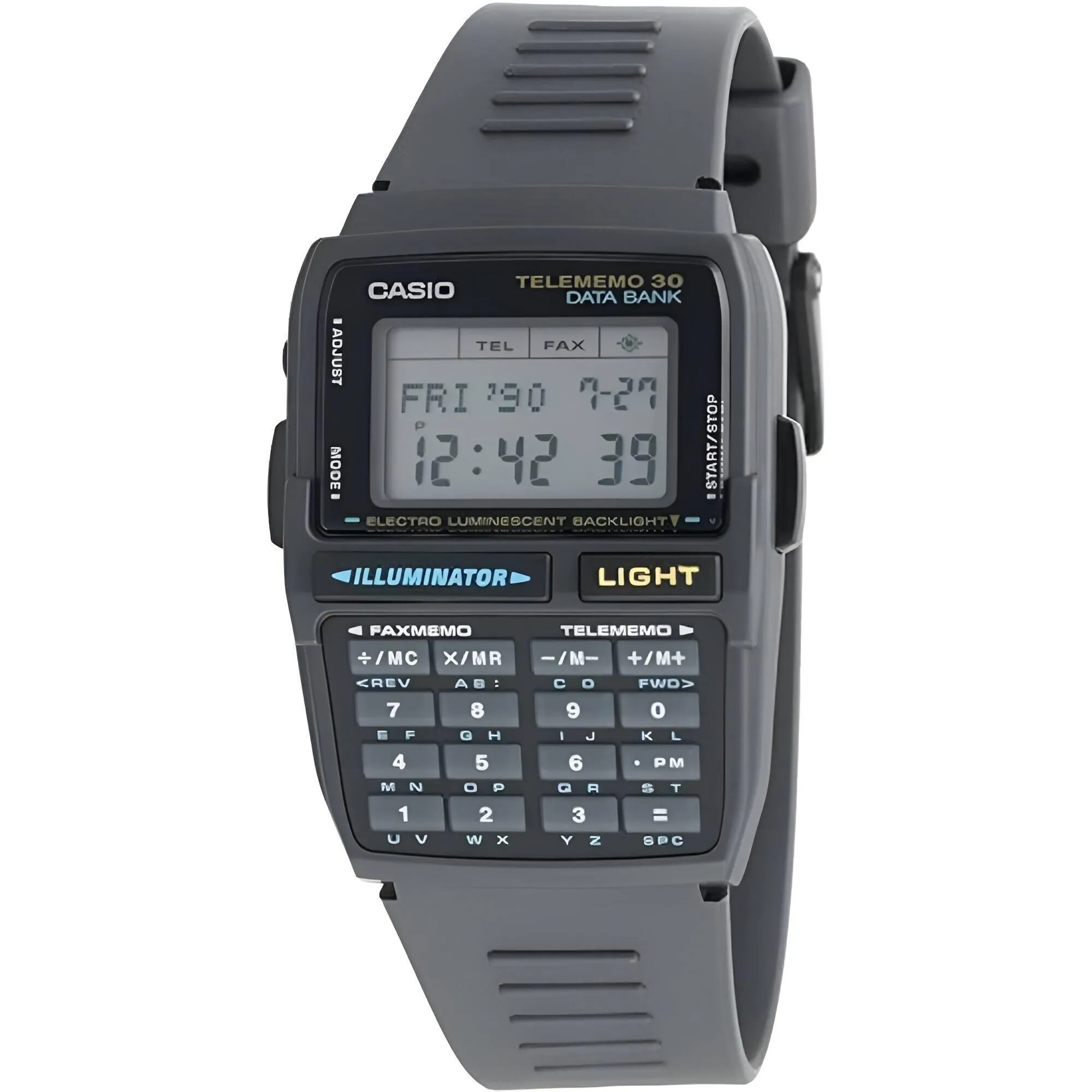 Casio Men's Digital Watch - DataBank Calculator Grey Dial Grey Resin Strap | DBC-30-1