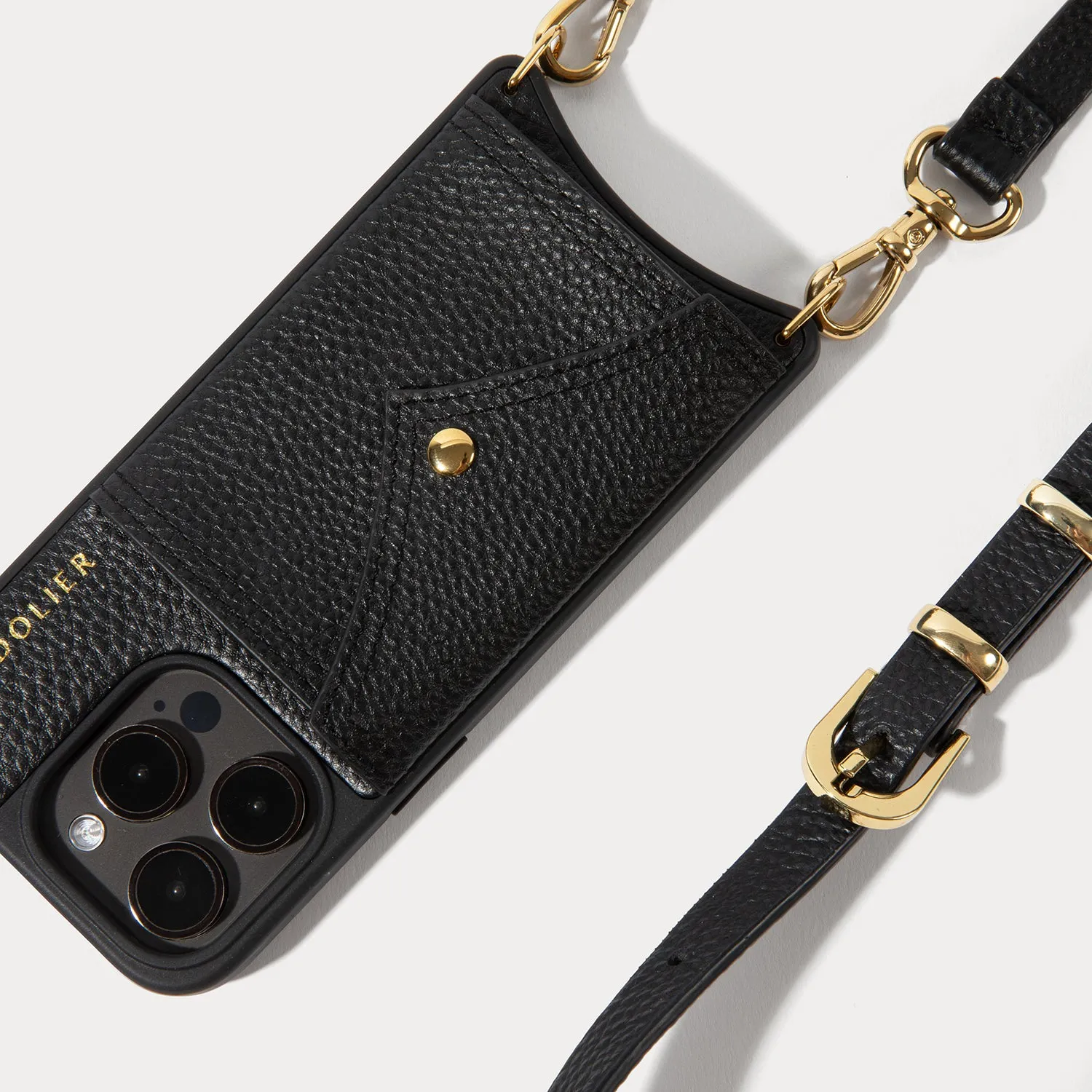 Cassidy Crossbody Phone Case - Black/Gold