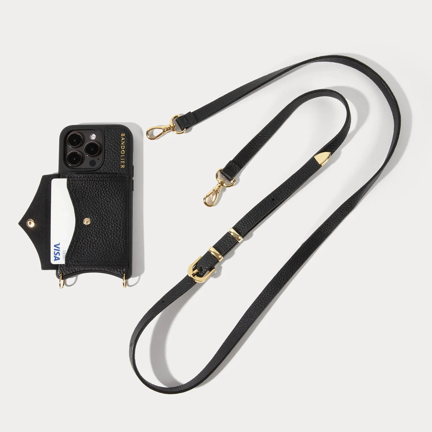 Cassidy Crossbody Phone Case - Black/Gold