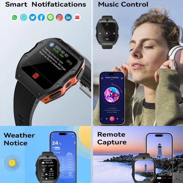 Ceramic IP68 Smartwatch with Dual Cameras, 4G Connectivity, and Android 9.0 - 1.99 Inch Display