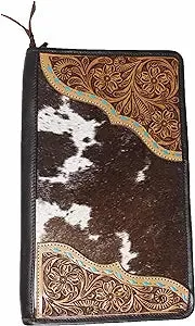 Challenger Western Cowhide Floral Hand-Tooled Leather Travel Jewelry Case