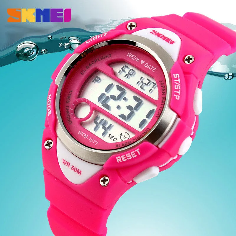 Children Watch Outdoor Sports Kids Boy Girls LED Digital Alarm Stopwatch Waterproof Wristwatch Children's Dress Watches