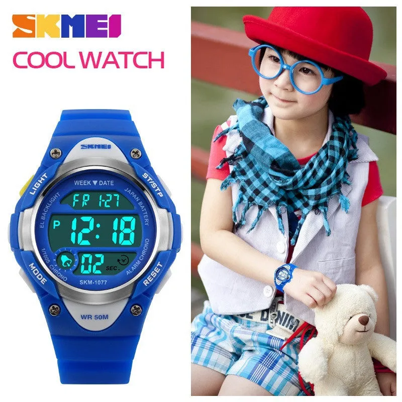 Children Watch Outdoor Sports Kids Boy Girls LED Digital Alarm Stopwatch Waterproof Wristwatch Children's Dress Watches