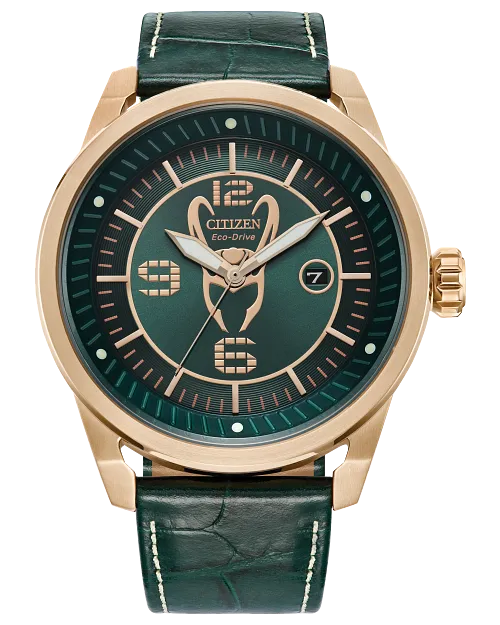 Citizen Loki Green Dial Leather Strap Watch AW1363-06W