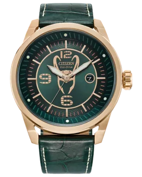 Citizen Loki Green Dial Leather Strap Watch AW1363-06W