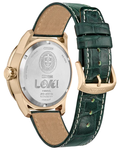 Citizen Loki Green Dial Leather Strap Watch AW1363-06W