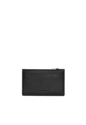 Coach Zip Pebble Leather C4280 Card Case In Black