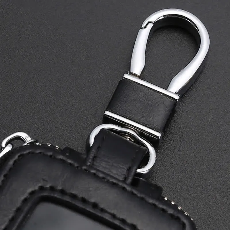 Convenient Transparent Window Zipper Leather Key Case