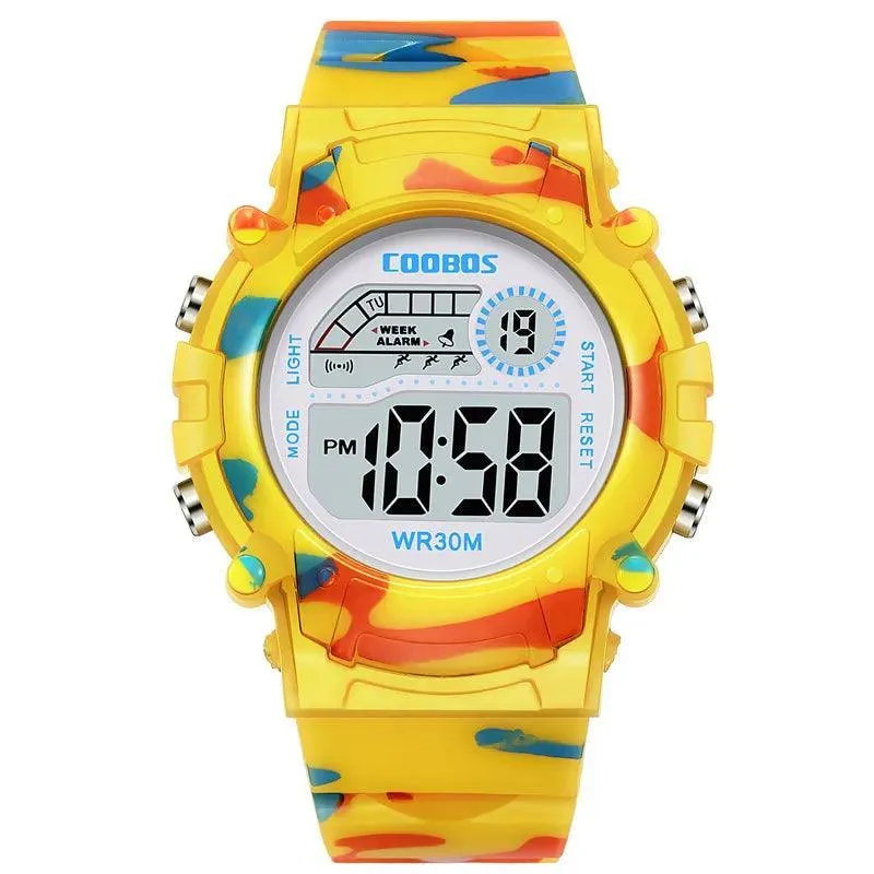 COOBOS Kids Waterproof LED Sports Watch: Active Navy Blue Camo Style