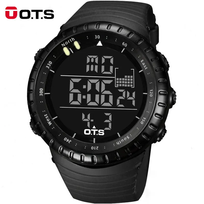 Cool Black Mens Fashion Large Face LED Digital Swimming Climbing Outdoor Man Sports Watches