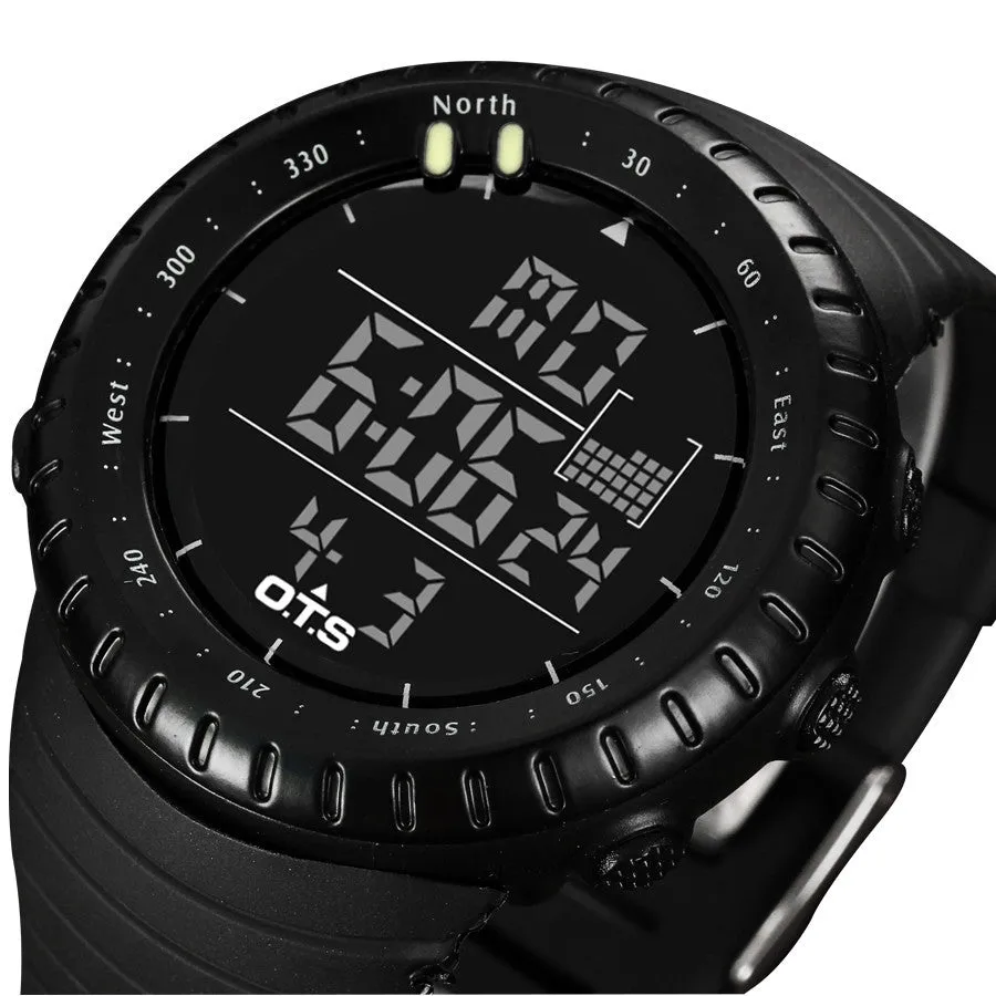 Cool Black Mens Fashion Large Face LED Digital Swimming Climbing Outdoor Man Sports Watches