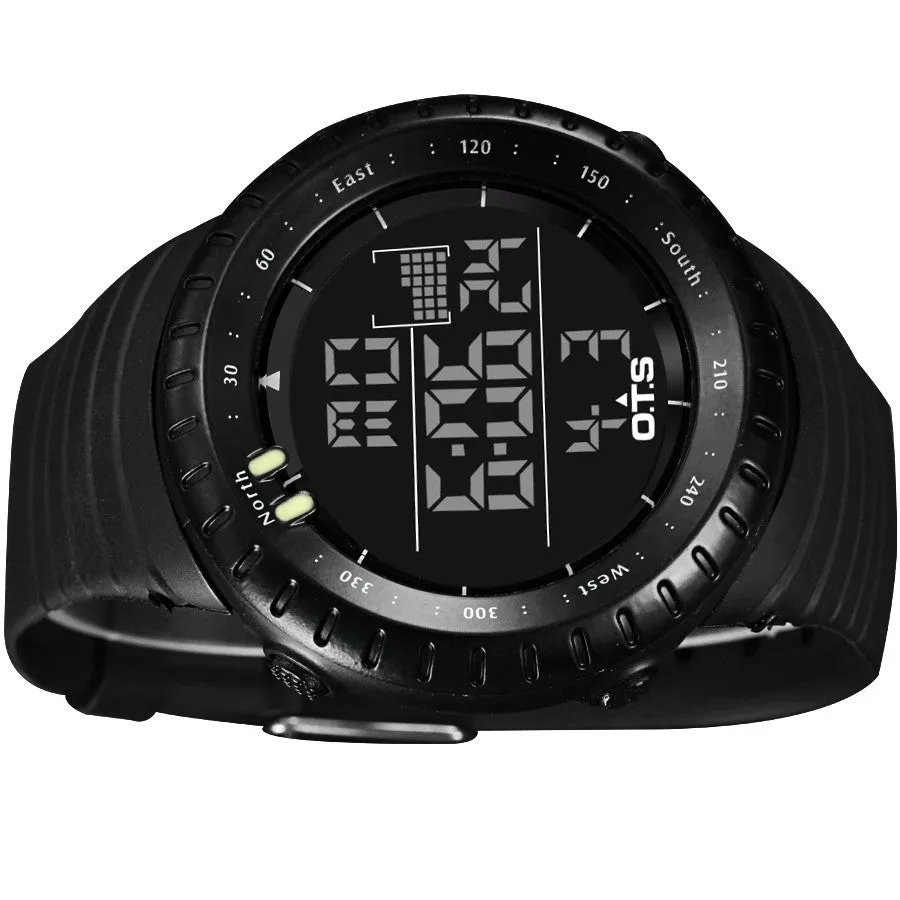 Cool Black Mens Fashion Large Face LED Digital Swimming Climbing Outdoor Man Sports Watches