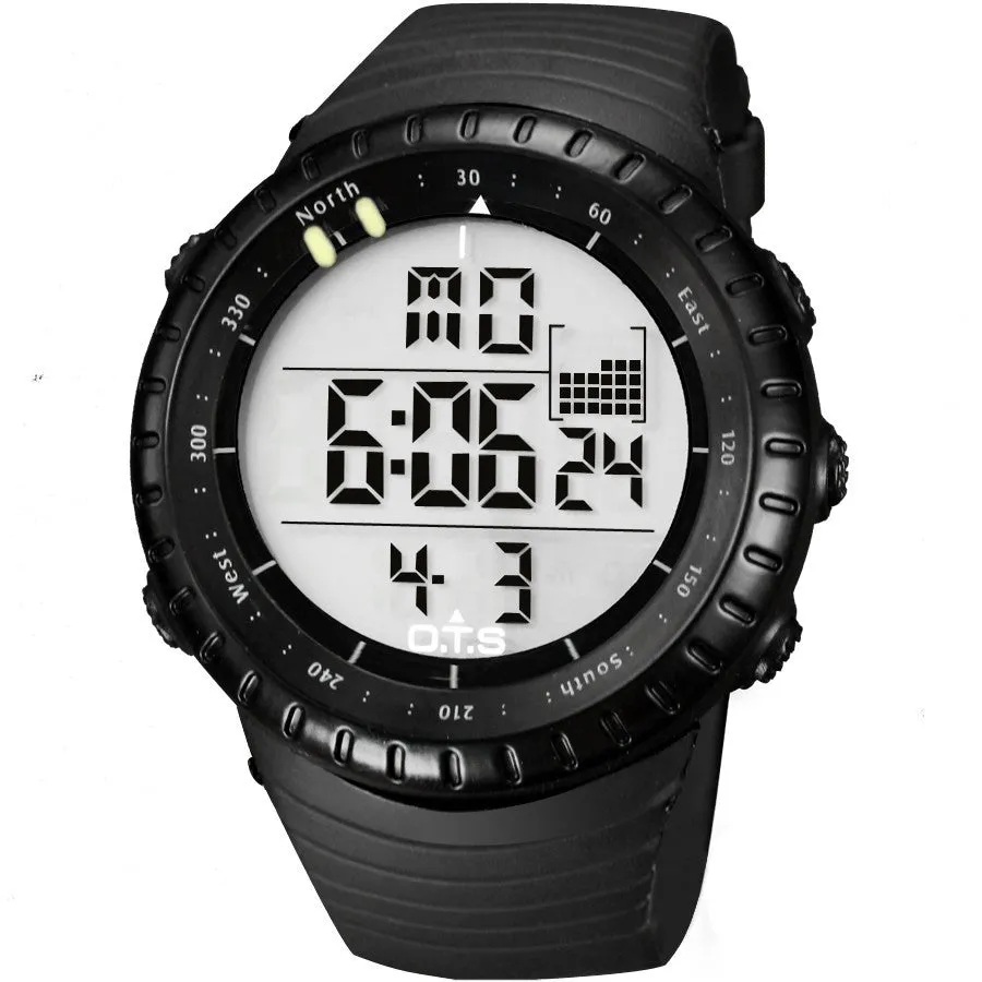 Cool Black Mens Fashion Large Face LED Digital Swimming Climbing Outdoor Man Sports Watches