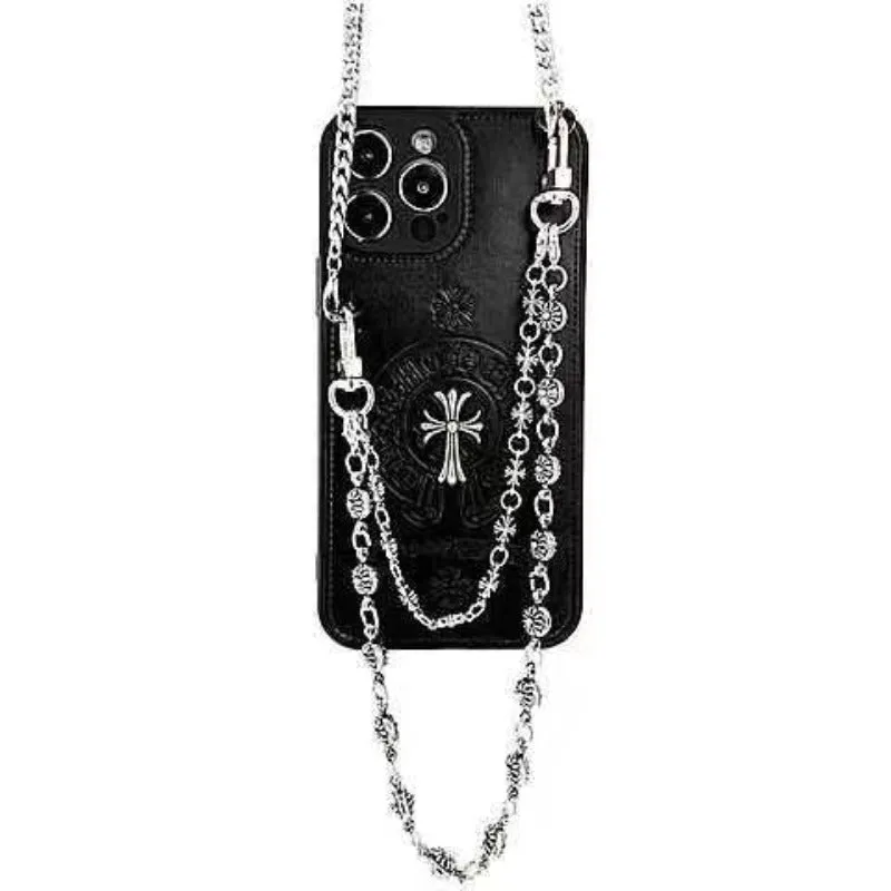 Cross Gothicism Style PU Leather Chrome Phone Case For iPhone