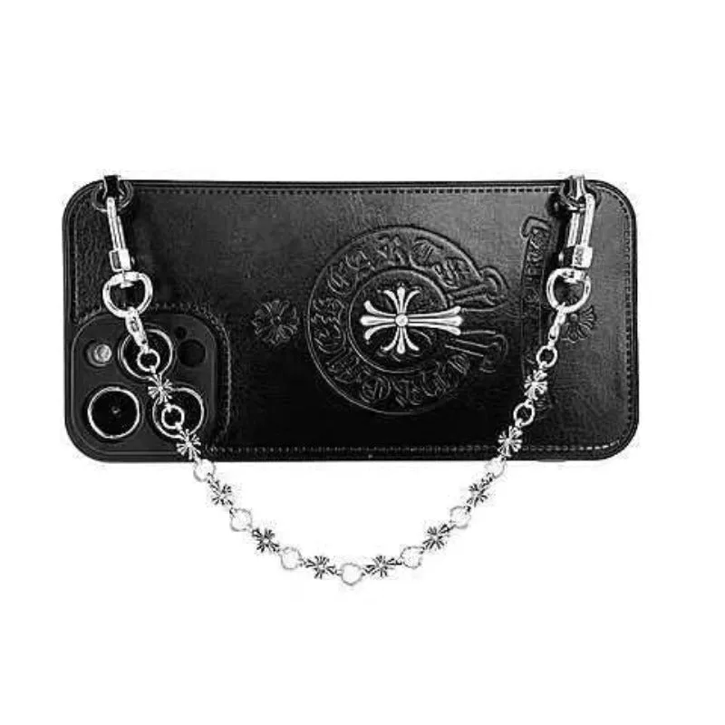 Cross Gothicism Style PU Leather Chrome Phone Case For iPhone