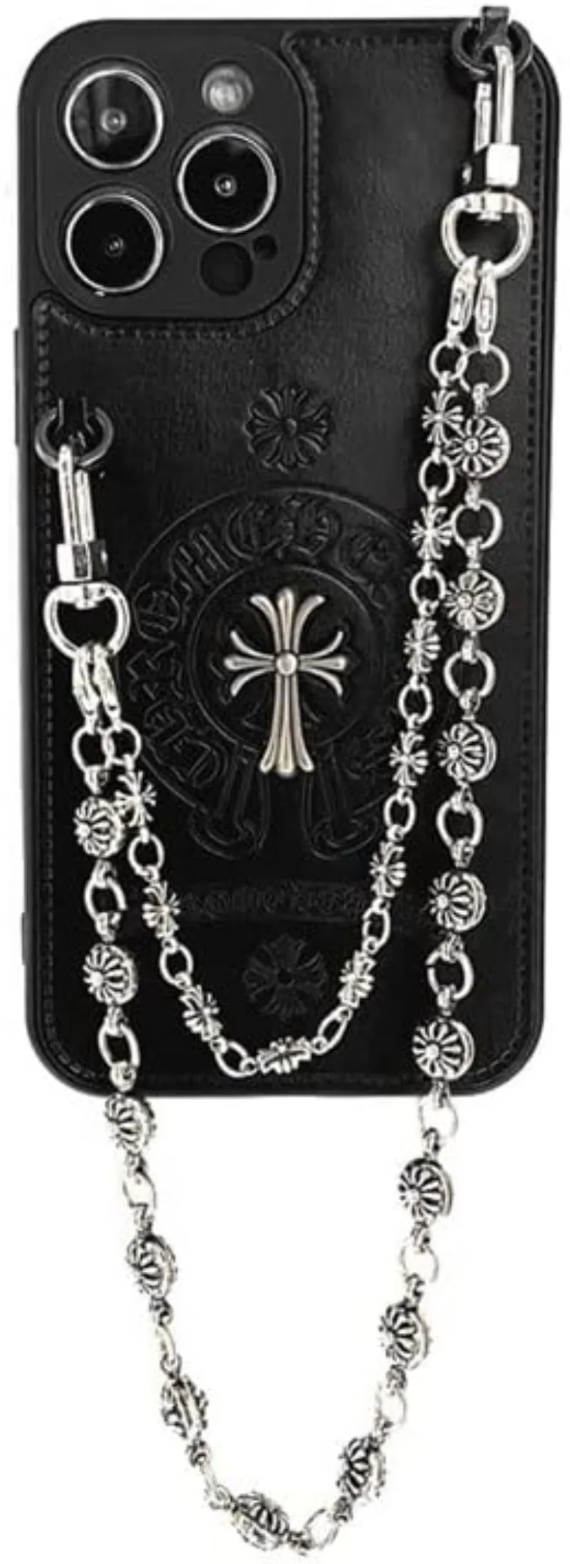 Cross Gothicism Style PU Leather Chrome Phone Case For iPhone