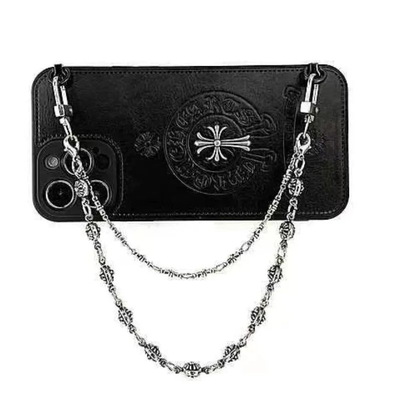 Cross Gothicism Style PU Leather Chrome Phone Case For iPhone