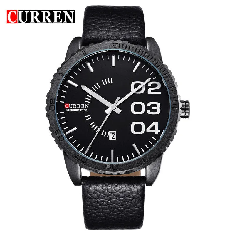 CURREN Brand Luxury Date Watches Men Brown Leather Strap Black Dial Fashion Casual Watch Men Sport Quartz Waterproof WristWatch