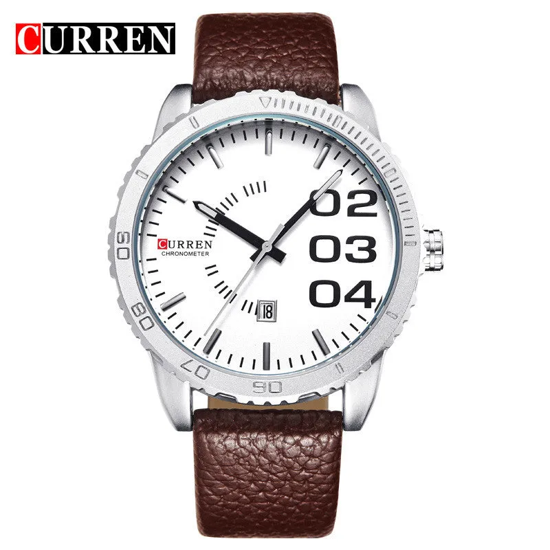 CURREN Brand Luxury Date Watches Men Brown Leather Strap Black Dial Fashion Casual Watch Men Sport Quartz Waterproof WristWatch