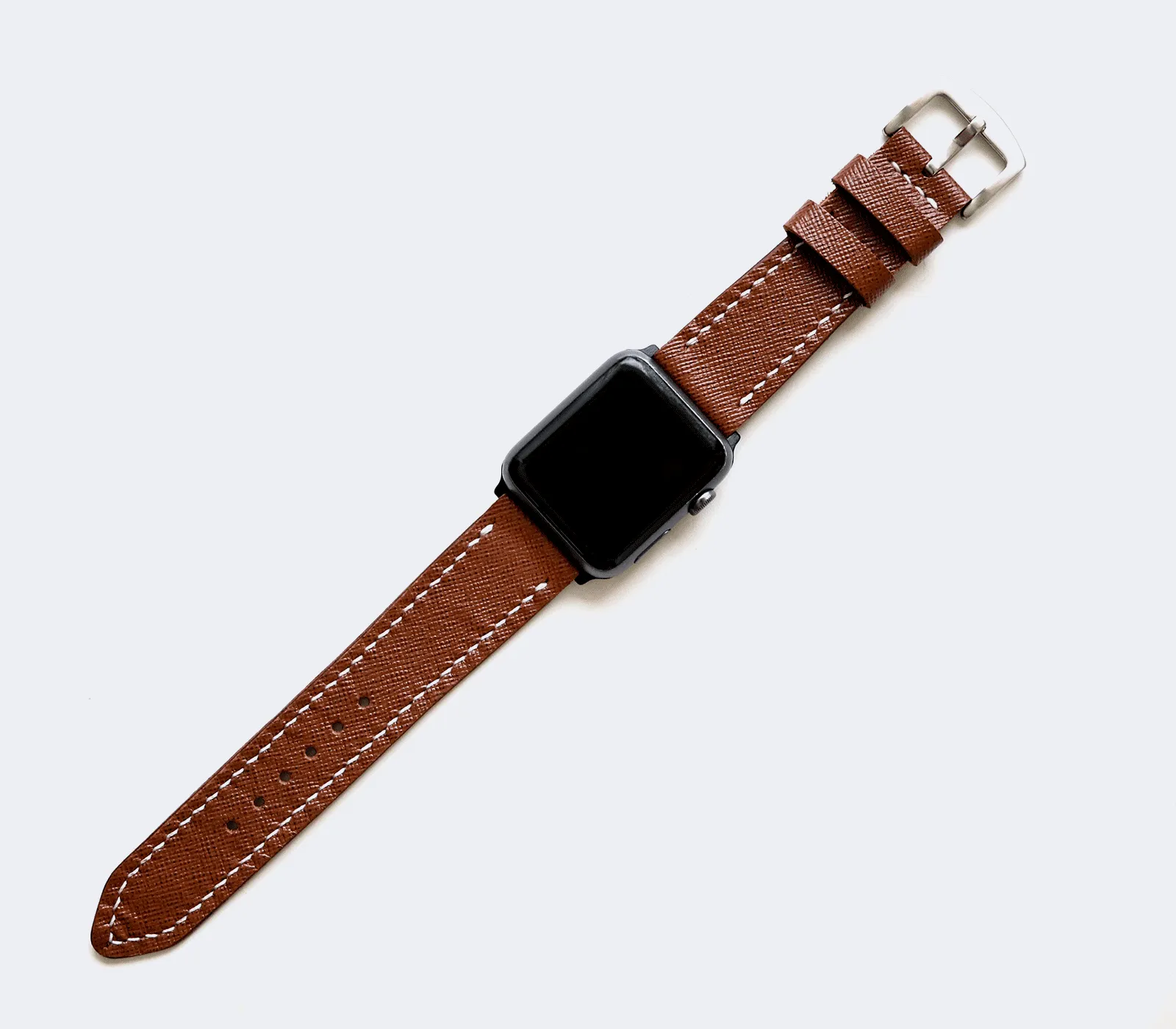 Custom Made Apple Watch Strap - Chocolate Saffiano