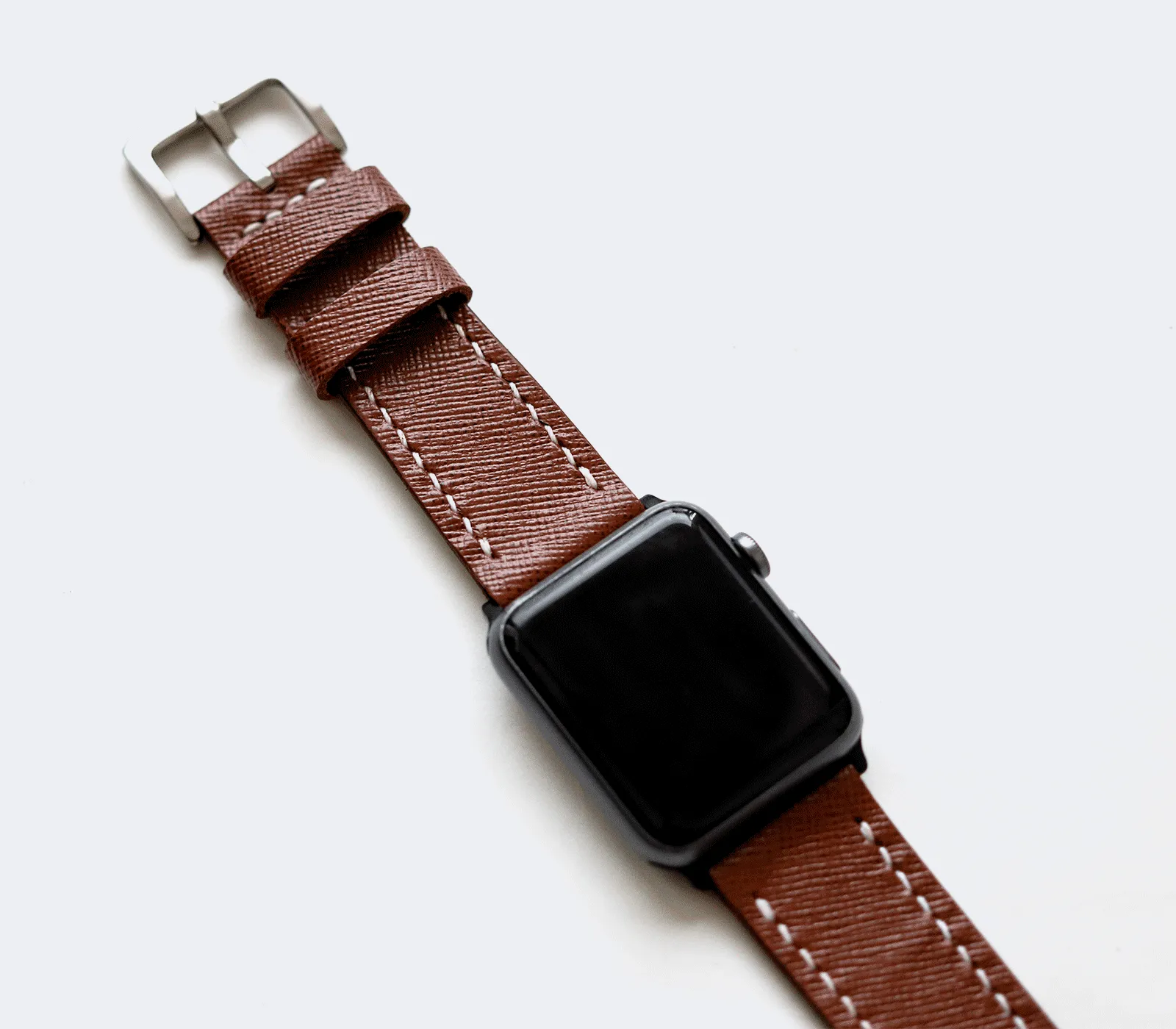 Custom Made Apple Watch Strap - Chocolate Saffiano