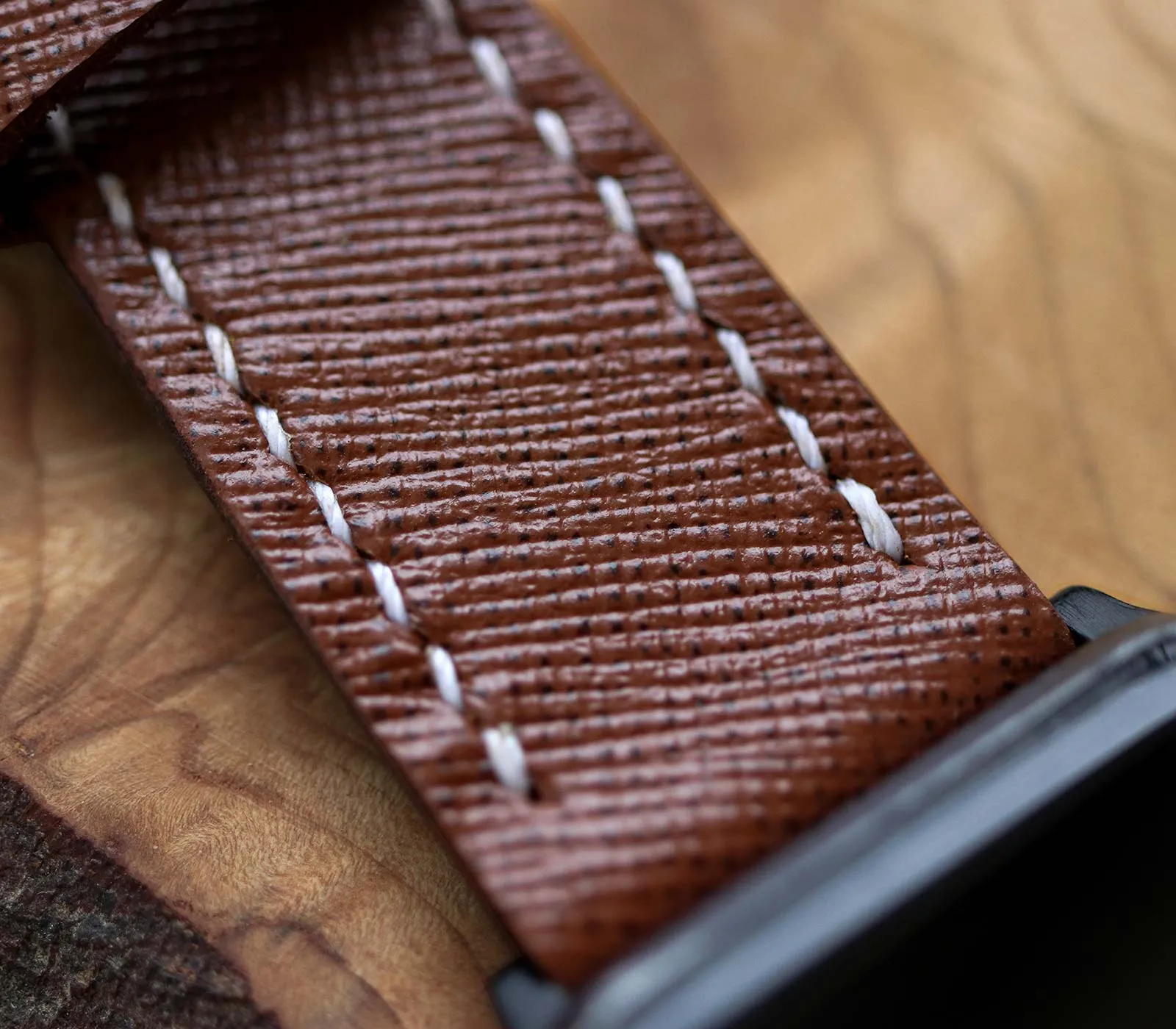 Custom Made Apple Watch Strap - Chocolate Saffiano