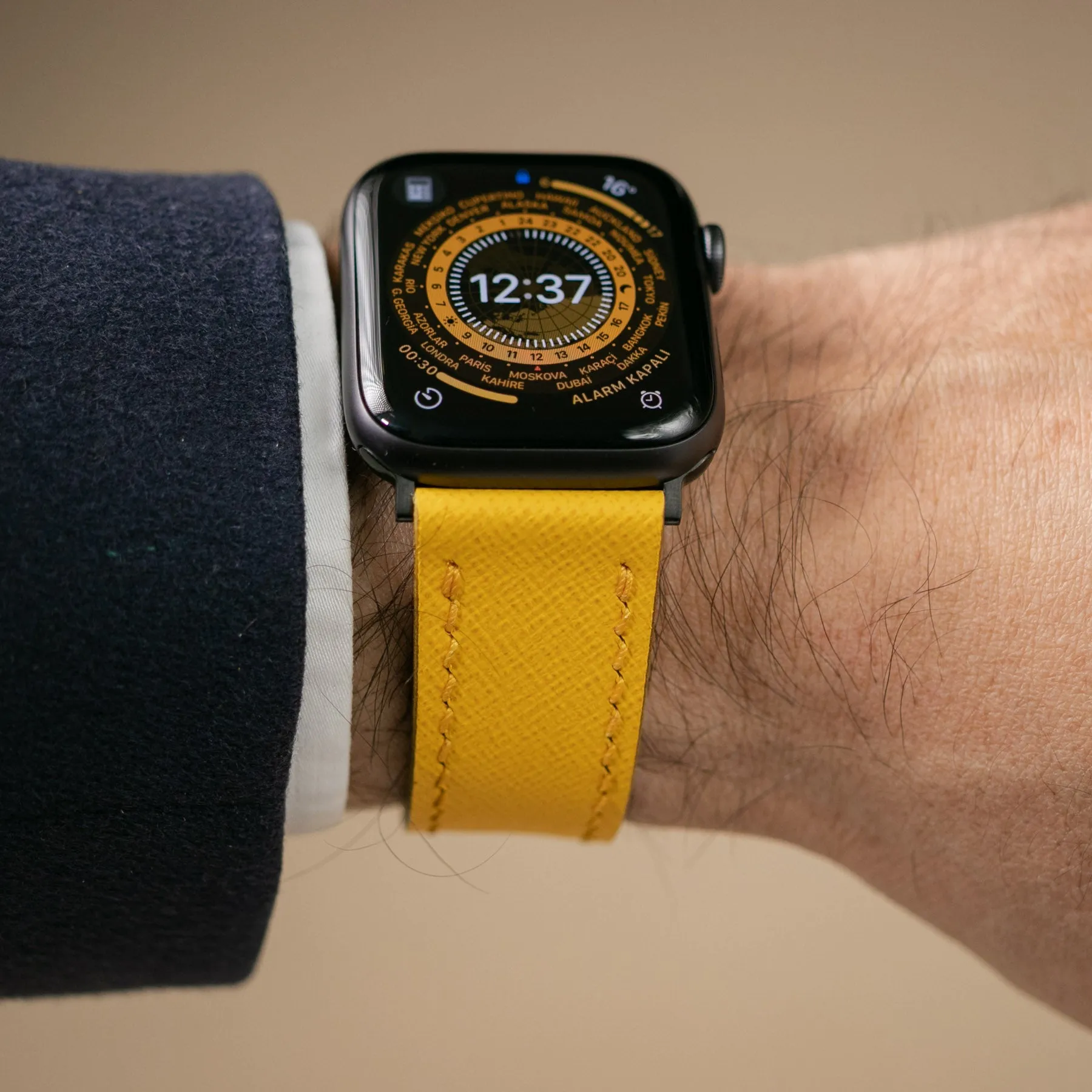 Custom Made Apple Watch Strap - Lemon Saffiano