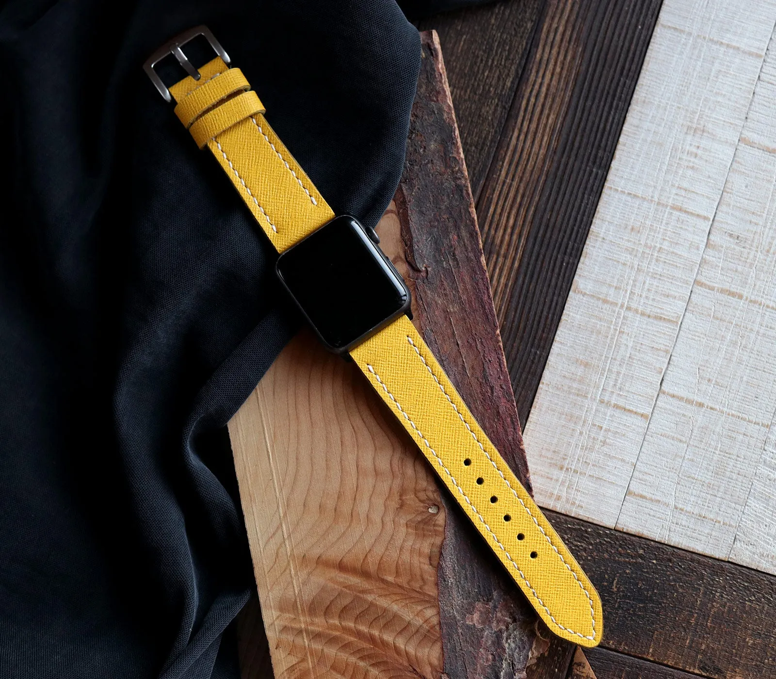 Custom Made Apple Watch Strap - Lemon Saffiano