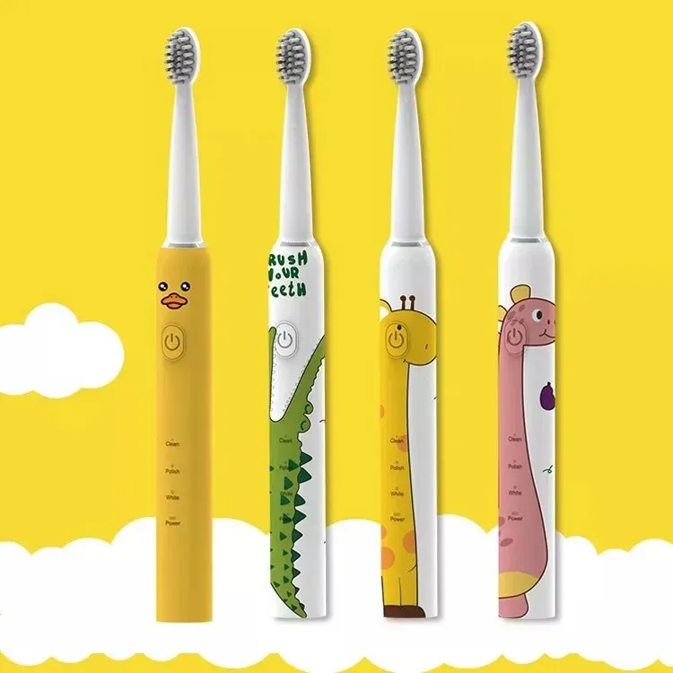 Cute Cartoon Printed Electric Toothbrushes for Kids Modes with 2 Min Smart Timer (Green Crocodile)