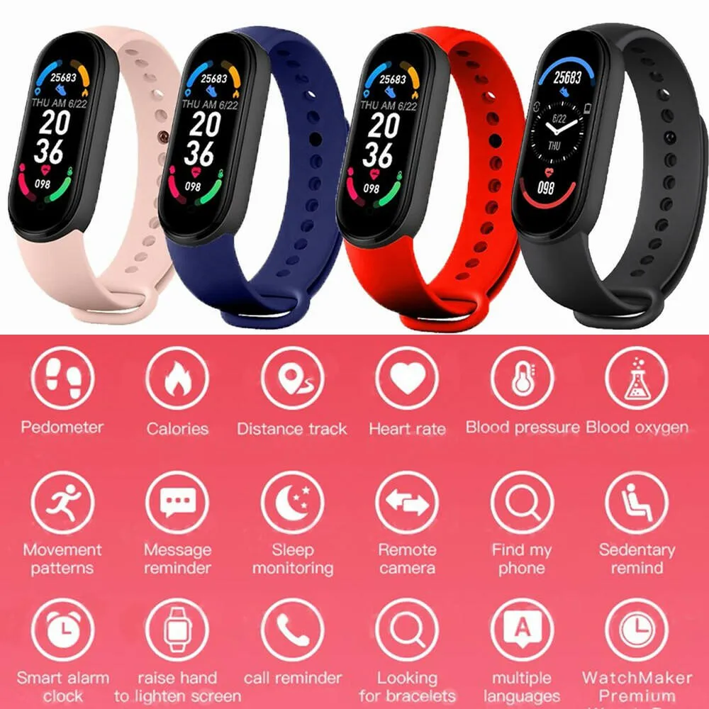 Cycling Fitness Bracelet Tracker Wrist Band M6 M5 Smart Watches Men Women Heart Rate Monitor MI Miband 6 M6 Smart Watch MI Band