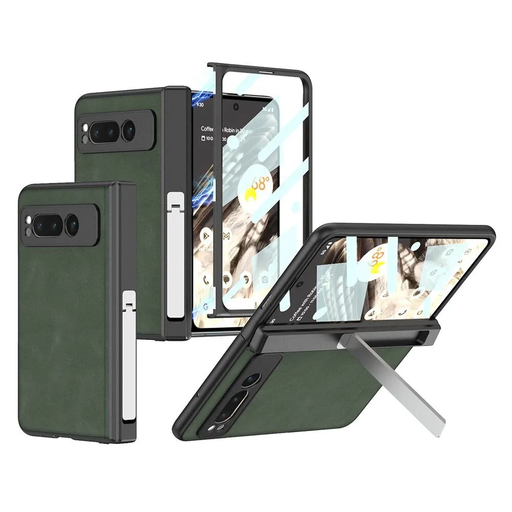 Doli Leather Case for Google Pixel Fold With Tempered Glass