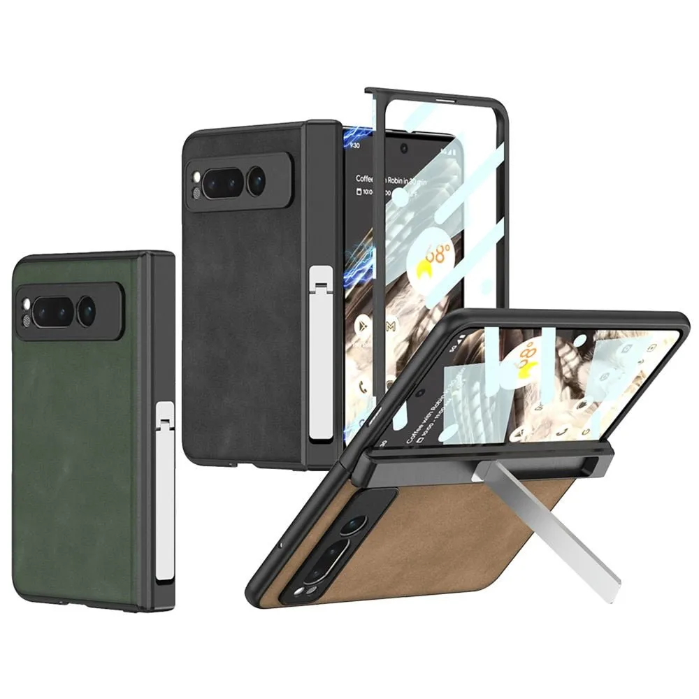 Doli Leather Case for Google Pixel Fold With Tempered Glass