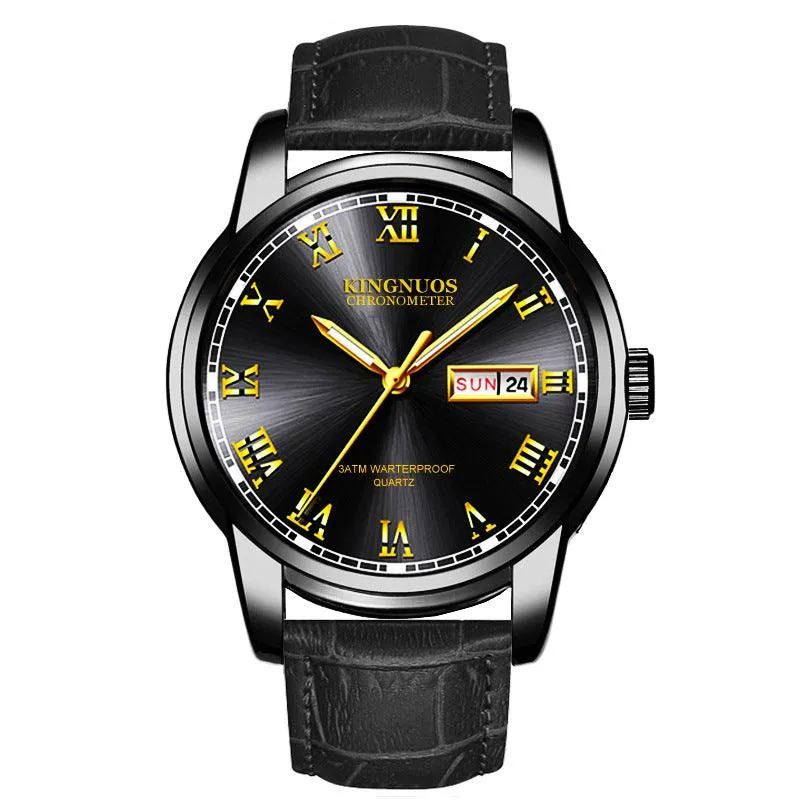 Dual Calendar Stainless Steel Belt Business Watch with Cross-border Shipping