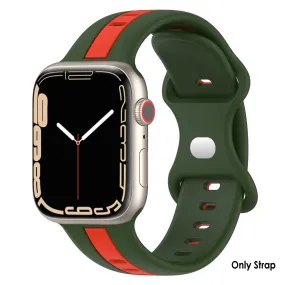 Dual Stripe Silicone Strap For Apple Watch - Amy Green