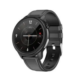 E80 1.3 inch TFT Color Screen IP68 Waterproof Smart Bracelet, Support Blood Oxygen Monitoring / Body Temperature Monitoring / Heart Rate Monitoring, Style:Leather Strap(Black)