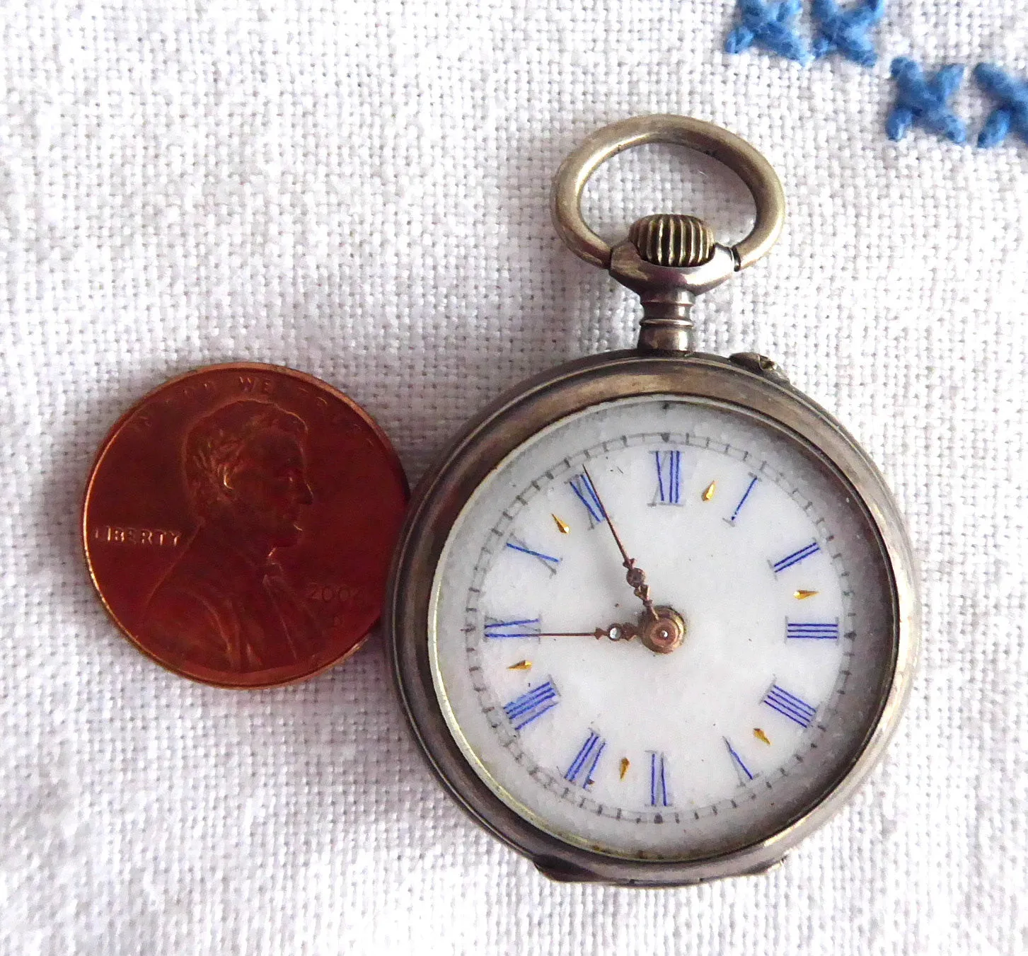 Edwardian Ladies Pocket Watch Chatelaine Enamel 800 Swiss Not Running Gorgeous