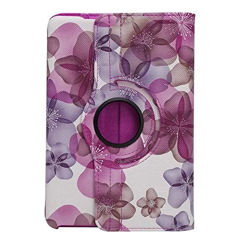 Electomania Flower Print Design 360 Degree Rotating PU Leather Smart Case Cover Stand Compatible for Apple Ipad 2/3/4 (Purple)