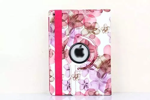 Electomania Flower Print Design 360 Degree Rotating PU Leather Smart Case Cover Stand Compatible for Apple Ipad 2/3/4 (Purple)