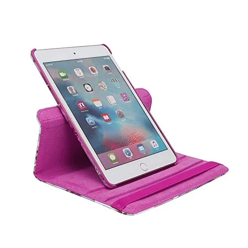 Electomania Flower Print Design 360 Degree Rotating PU Leather Smart Case Cover Stand Compatible for Apple Ipad 2/3/4 (Purple)