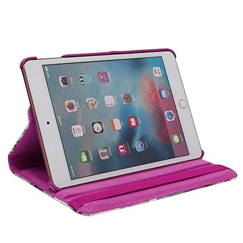 Electomania Flower Print Design 360 Degree Rotating PU Leather Smart Case Cover Stand Compatible for Apple Ipad 2/3/4 (Purple)