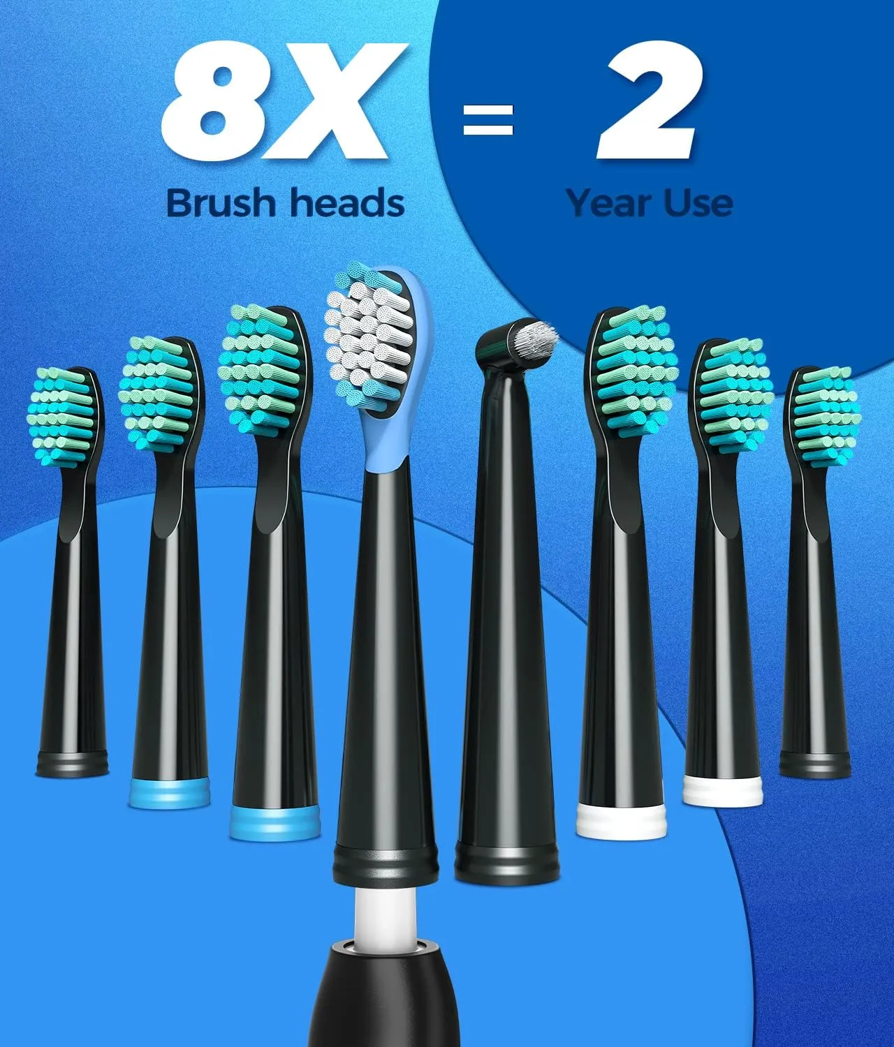 Electric Toothbrush for Adults with Travel Case, Electric Toothbrush with 8 Brush Heads, 40,000 VPM Deep Cleaning, 5 Modes (1-Black, with Travel Case)