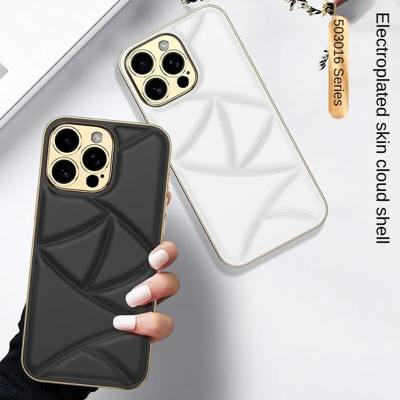 Electroplated Skin Cloud Design Leather Case For iPhone